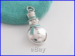 Rare New Tiffany & Co Snowman Silver Blue Enamel Charm For Necklace Bracelet