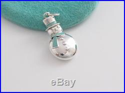 Rare New Tiffany & Co Snowman Silver Blue Enamel Charm For Necklace Bracelet