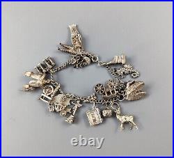 Rare Sterling Silver Charms Bracelet With Holy Bible