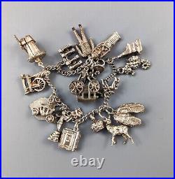 Rare Sterling Silver Charms Bracelet With Holy Bible