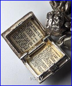 Rare Sterling Silver Charms Bracelet With Holy Bible