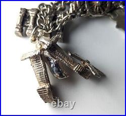 Rare Sterling Silver Charms Bracelet With Holy Bible