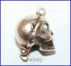 Rare Vintage Halloween Skull Opening to Witch Sterling Silver Bracelet Charm