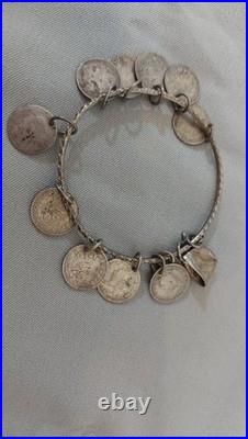 Rare antique Victorian Silver love token charm bracelet late 1800's with thimble Rare antique Victorian Silver love token charm bracelet late 1800's with thimble