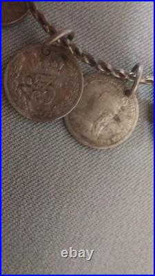 Rare antique Victorian Silver love token charm bracelet late 1800's with thimble Rare antique Victorian Silver love token charm bracelet late 1800's with thimble