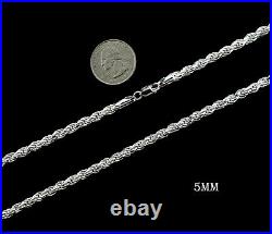 Real 925 SOLID Sterling Silver ROPE CHAIN Bracelet, Diamond Cut, ITALY 2MM-7MM