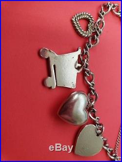 Retired James Avery Twist Sterling Silver Charm Bracelet with 4 retired Charms