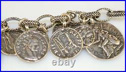 Retired Silpada B1624 Heavy Sterling Silver Roman Coin Replica Charm Bracelet