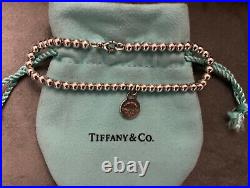 Return To Tiffany & Co. 4mm Bead Bracelet 7.5 Silver Round Circle Charm