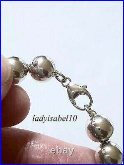 Return To Tiffany & Co 8mm Bead Hardwear 8 Bracelet Heart Charm Silver Box 216U