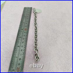 Return To Tiffany & Co. New York 925 Round Circle Charm Silver Chain Bracelet 7