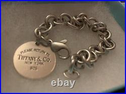 Return To Tiffany & Co. Round Circle Tag Silver Charm Bracelet Hallmarked