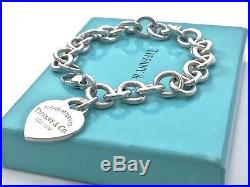 Return To Tiffany & Co. Silver 925 Heart Tag Charm Bracelet 7.5L $310 18526B