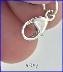 Return To Tiffany & Co Silver Blue Enamel Mini Heart Charm Bead Bracelet 6.75in