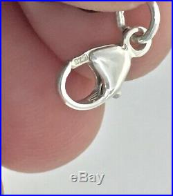 Return To Tiffany & Co Silver Blue Enamel Mini Heart Charm Bead Bracelet 7 19A