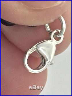 Return To Tiffany & Co Silver Heart Charm 8mm Onyx Bead 8 in. Bracelet 1888B