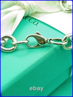 Return To Tiffany & Co Silver Heart Padlock Charm & Heart Charm Bracelet 7.5