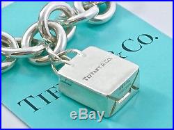 Return To Tiffany & Co. Silver Heart Shopping Bag Charms 7.5 in Bracelet 18816D