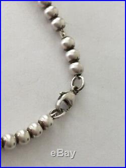 Return To Tiffany & Co Sterling Silver Bead Mini Heart Charm Bracelet 7