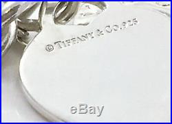 Return To Tiffany & Co Sterling Silver Heart Charm 7.5in Bracelet with Box 20521C