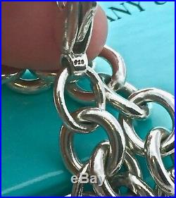 Return To Tiffany & Co Sterling Silver Heart Charm 7.5in Bracelet with Box 20613A