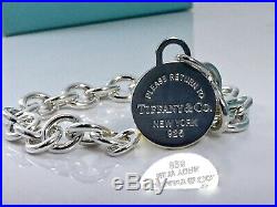 Return To Tiffany & Co Sterling Silver Round Tag Charm Bracelet 7.75 /29g 1906F