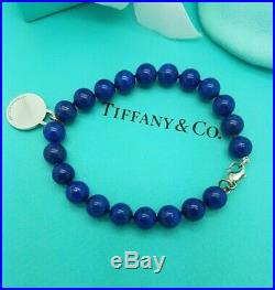 Return to Tiffany & Co. 8mm Lapis Lazuli Round Silver Charm Bead 7.75 Bracelet