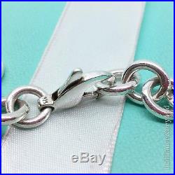 Return to Tiffany & Co Blue Enamel Heart Tag Charm Bracelet Sterling Silver RARE