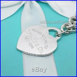 Return to Tiffany & Co. Extra Large XL Heart Tag Charm Bracelet 925 Silver 9