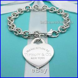 Return to Tiffany & Co. Extra Large XL Heart Tag Charm Bracelet 925 Silver 9
