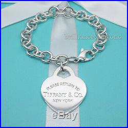 Return to Tiffany & Co. Extra Large XL Heart Tag Charm Bracelet 925 Silver RARE