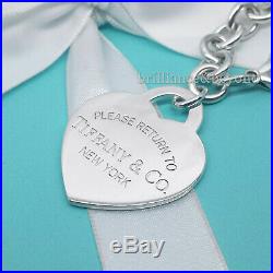 Return to Tiffany & Co. Extra Large XL Heart Tag Charm Bracelet 925 Silver RARE