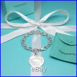 Return to Tiffany & Co. Extra Large XL Heart Tag Charm Bracelet 925 Silver RARE