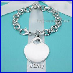 Return to Tiffany & Co. Extra Large XL Heart Tag Charm Bracelet 925 Silver RARE