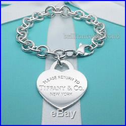 Return to Tiffany & Co. Extra Large XL Heart Tag Charm Bracelet 925 Silver RARE