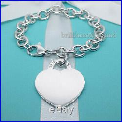 Return to Tiffany & Co. Extra Large XL Heart Tag Charm Bracelet 925 Silver RARE