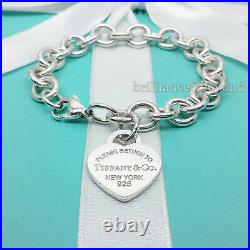 Return to Tiffany & Co. Heart Tag Bracelet Charm 925 Sterling Silver NEW VERSION