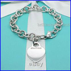Return to Tiffany & Co Heart Tag Bracelet Charm Chain 925 Silver Authentic