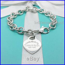 Return to Tiffany & Co. Heart Tag Bracelet Charm Chain 925 Silver Authentic