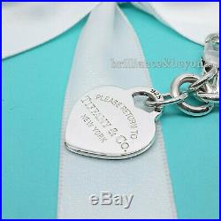 Return to Tiffany & Co Heart Tag Bracelet Charm Chain 925 Silver Authentic 7.75