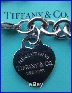 Return to Tiffany & Co Heart Tag Bracelet Charm Chain 925 Silver Authentic 7.75