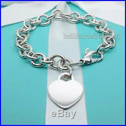 Return to Tiffany & Co Heart Tag Bracelet Charm Chain 925 Silver Authentic 7.75