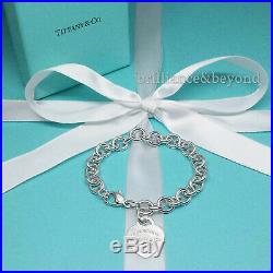 Return to Tiffany & Co. Heart Tag Bracelet Charm Chain 925 Silver Large 8.25