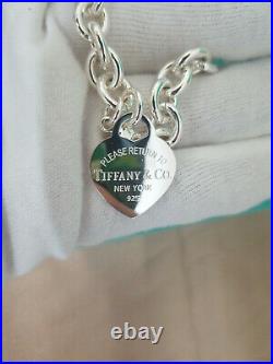 Return to Tiffany & Co. Heart Tag Charm Bracelet 925 Sterling Silver