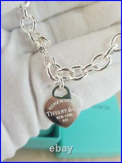 Return to Tiffany & Co. Heart Tag Charm Bracelet 925 Sterling Silver