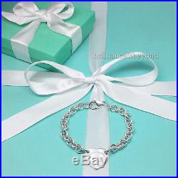 Return to Tiffany & Co. Heart Tag Charm Bracelet 925 Sterling Silver 8.25in RARE