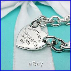 Return to Tiffany & Co. Heart Tag Charm Bracelet 925 Sterling Silver Authentic