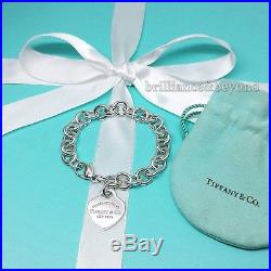 Return to Tiffany & Co Heart Tag Charm Chain Bracelet 925 Sterling Silver