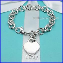 Return to Tiffany & Co. Heart Tag Charm Chain Bracelet 925 Sterling Silver