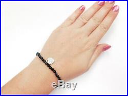 Return to Tiffany & Co Heart Tag Charm Onyx Bead Bracelet 7 1/8 Sterling Silver